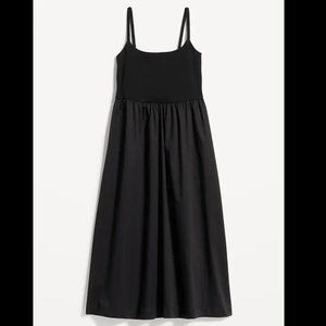 Old Navy Black Fit & Flare Combination Midi Cami Dress XXL